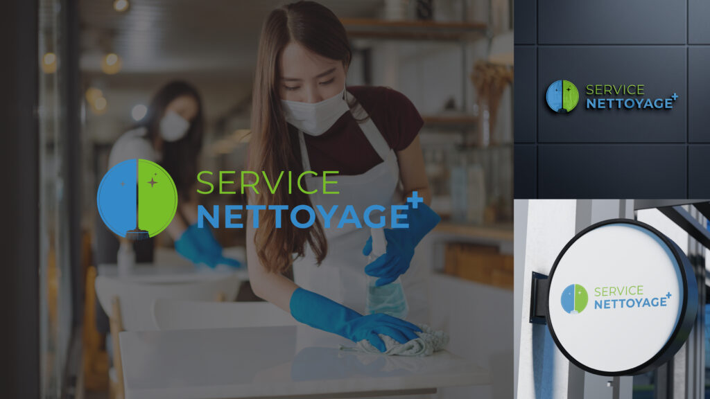 Identité visuelle et logo professionnel pour entreprise de nettoyage Service Nettoyage Plus - Puteaux