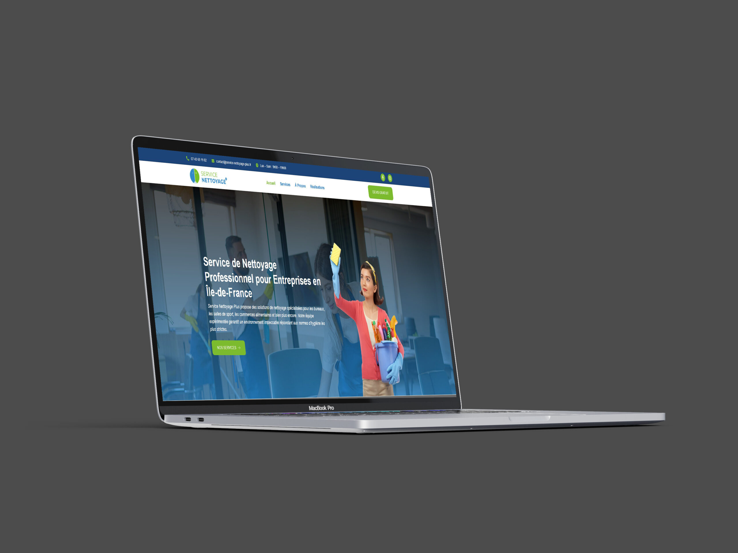 Mockup site web Service Nettoyage Plus