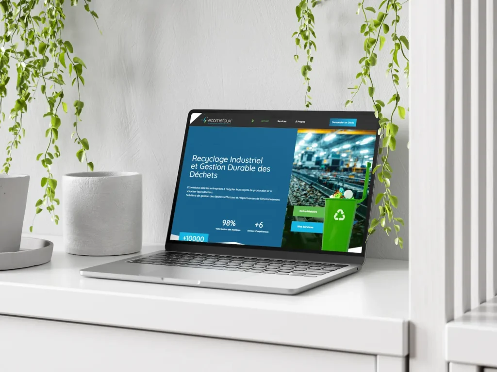 Mockup du site web de Ecometaux, client de l'Agence RynelKreation