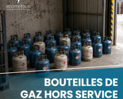 Visuel pour Ecometaux sur les bouteilles de gaz hors services stocker longuement, créer par Agence RynelKreation